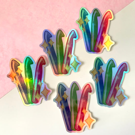 Groovy Crocheter Large Holographic Stickers