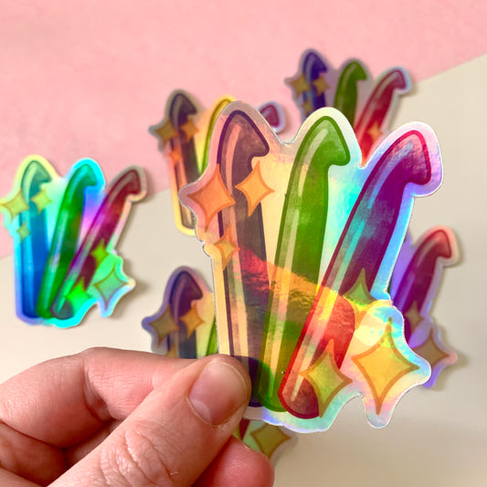 Groovy Crocheter Large Holographic Stickers