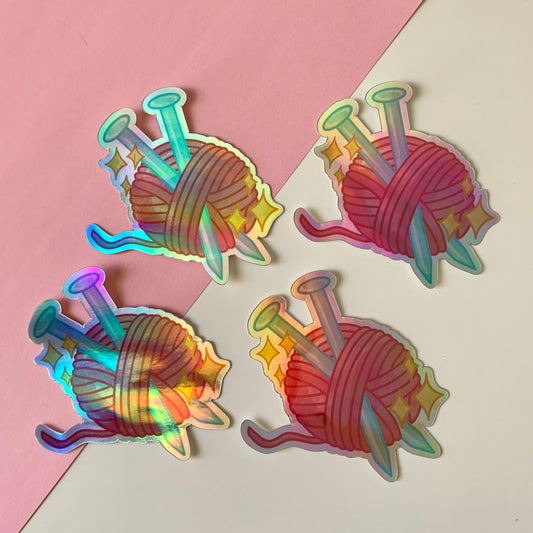 Groovy Knitter Large Holographic Stickers