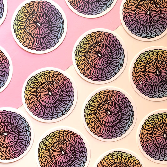 Rainbow Granny Circle Large Vinyl Sticker