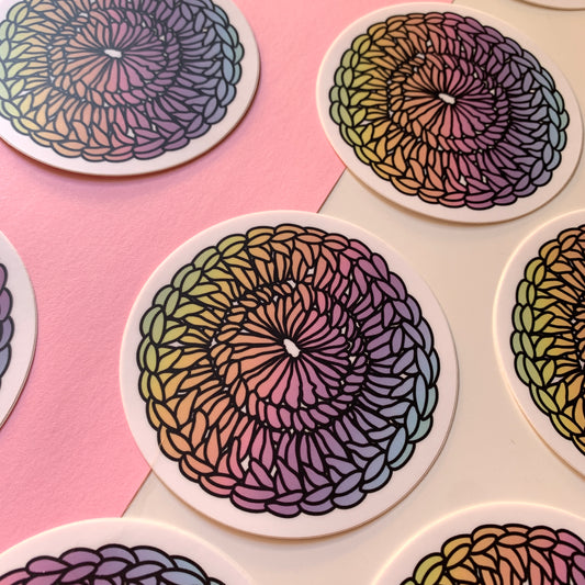 Rainbow Granny Circle Large Vinyl Sticker