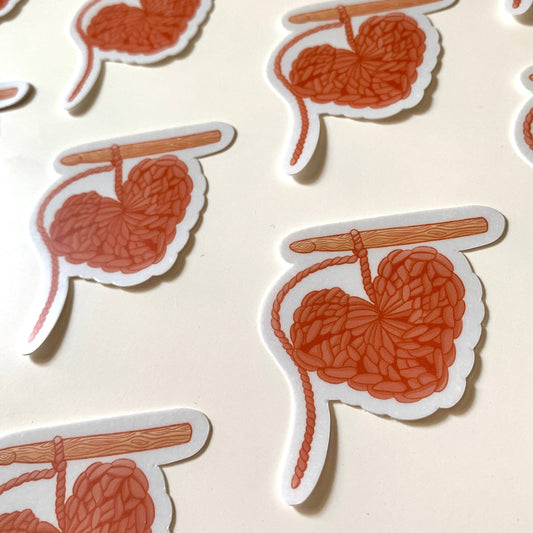 Crochet Heart Vinyl Sticker