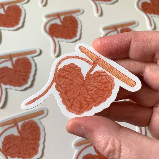 Crochet Heart Vinyl Sticker