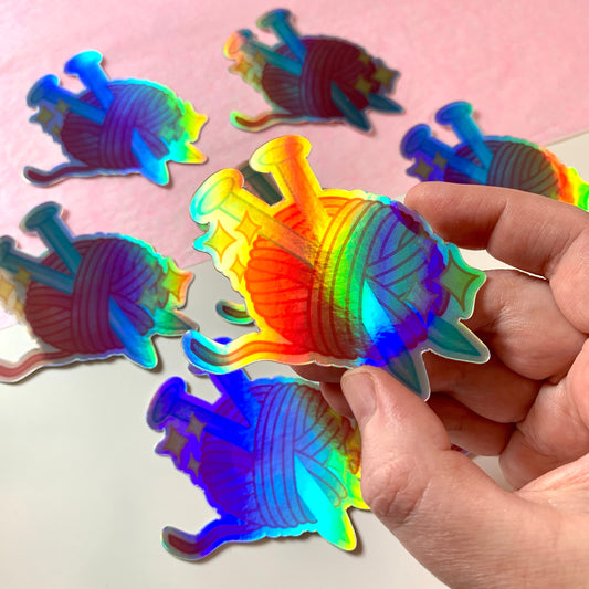 Groovy Knitter Large Holographic Stickers